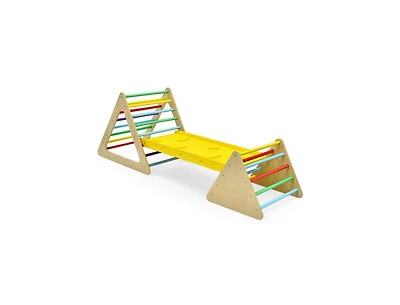 Slickblue 3 in 1 Wooden Set of 2 Triangle Climber with Ramp for Slid