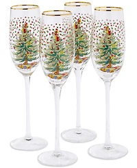 Spode Christmas Tree Polka Dot Champagne Flutes, Set of 4