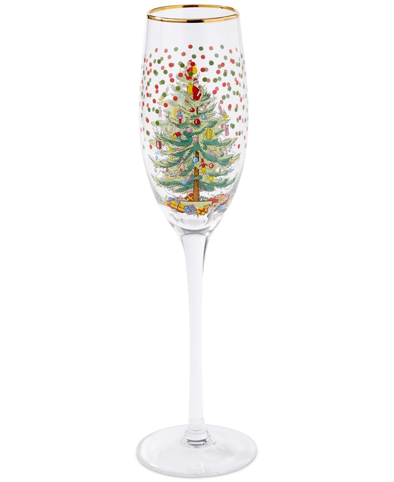 Spode Christmas Tree Polka Dot Champagne Flutes, Set of 4