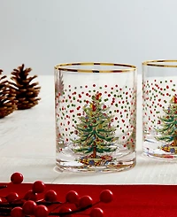 Spode Christmas Tree Polka Dot Double Old-Fashioned Glasses, Set of 4