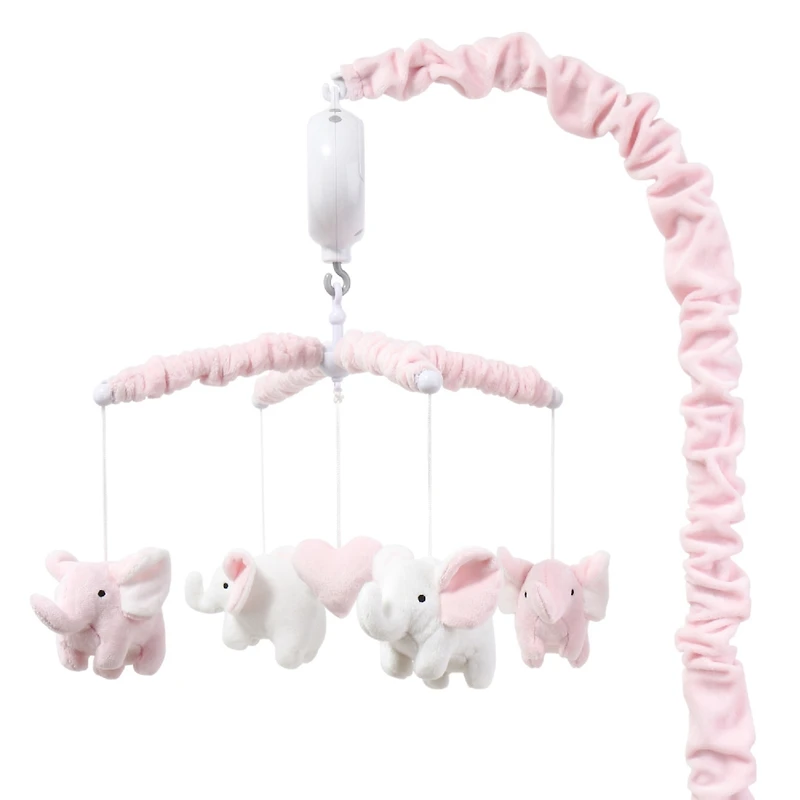 The Peanutshell Pink Elephant 8 Piece Baby Nursery Crib Bedding Set, Quilt, Crib Sheets, Crib Skirt, and Mobile