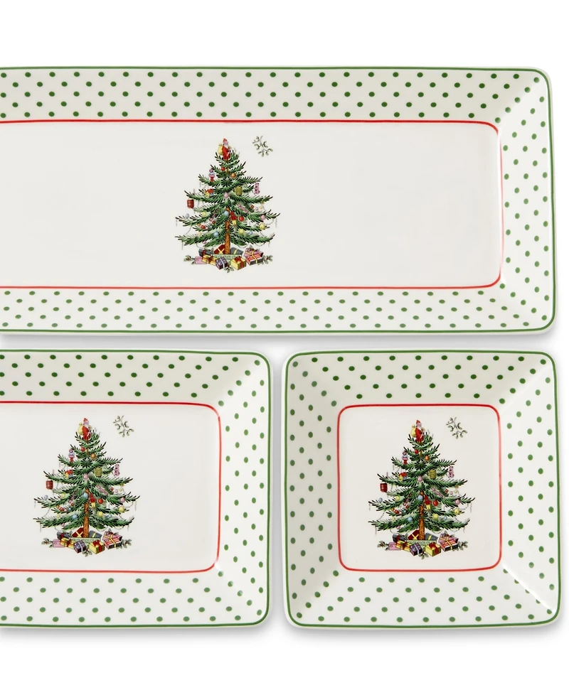 Spode Christmas Tree Polka Dot 3 Piece Nesting Tray