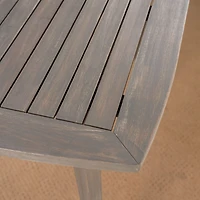 Modern Acacia Wood Square Dining Table, Gray