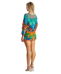 La Moda Clothing Women's Drawstring Elasic Waist Short Dress