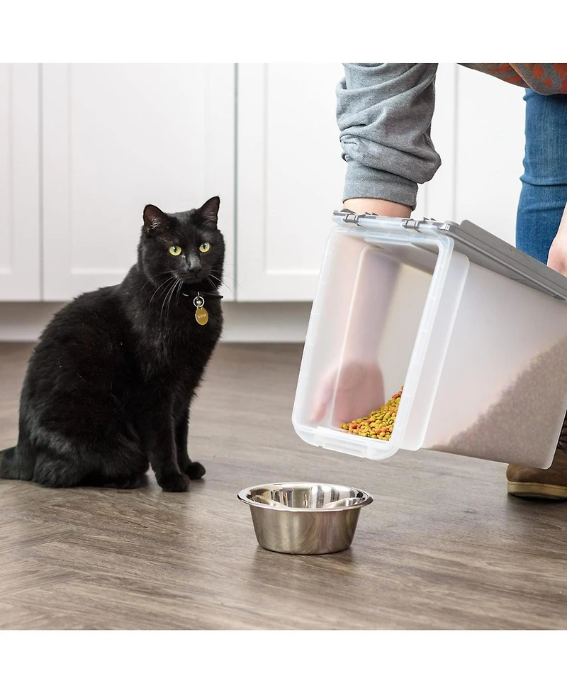 Iris 12.75 Quart Airtight Pet Food Storage Container for Dog, Cat, Bird and Other Animals, Gray