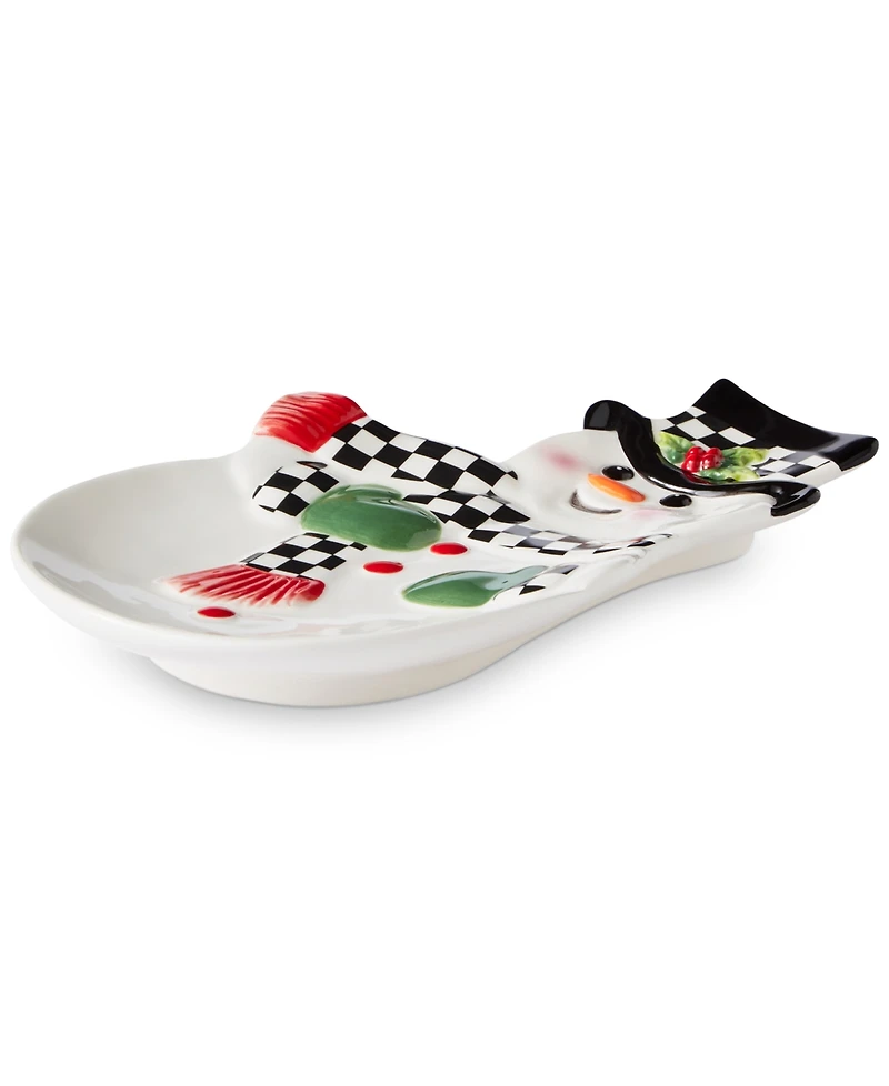 Spode Christmas Tree Black & White Snowman Dish