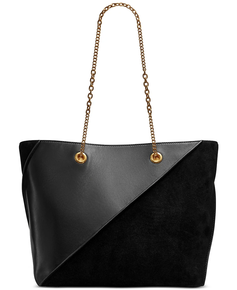 Donna Karan New York Setauket Leather & Suede Tote with Chain Strap
