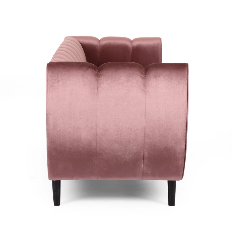 Streamdale Furniture Miranda Velvet Sofa: Modern Glam With Channel Stitching