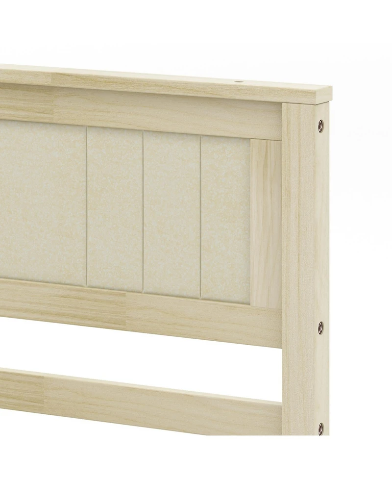 Sugift Twin Size Wooden Bed Frame with Headboard and Slat Support