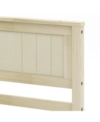 Sugift Twin Size Wooden Bed Frame with Headboard and Slat Support