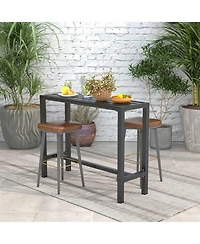Skonyon 48 Inch Outdoor Bar Table with Waterproof Top and Heavy-duty Metal Frame