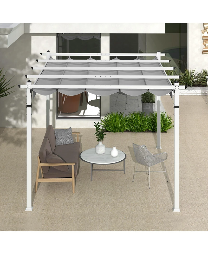 Slickblue Outdoor Pergola with Retractable Canopy and Aluminum Frame