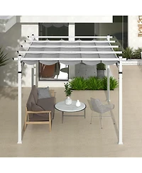 Slickblue Outdoor Pergola with Retractable Canopy and Aluminum Frame