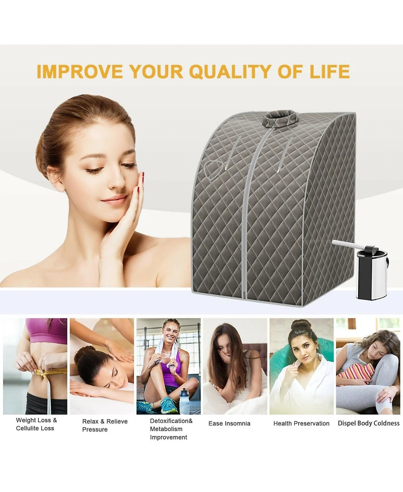 Givimo Portable Personal Steam Sauna Spa with 3L Blast-proof Steamer Chair