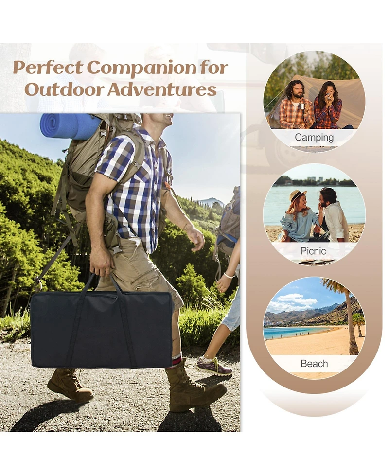 Slickblue 2 Pack Folding Camping Table with Wood-grain Tabletop for Hiking Party-Natural