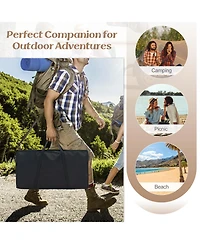 Slickblue 2 Pack Folding Camping Table with Wood-grain Tabletop for Hiking Party-Natural