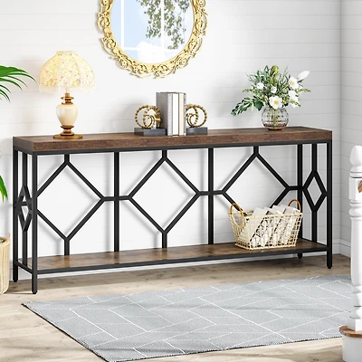 Tribesigns 71 Inch Extra Long Sofa Table, Narrow Console Tables Behind Couch Table with Open Storage Shelf