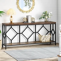 Tribesigns 71 Inch Extra Long Sofa Table, Narrow Console Tables Behind Couch Table with Open Storage Shelf