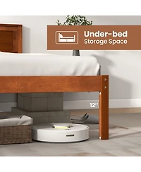 Sugift Twin Size Bed Frame with Wooden Headboard and Slat Support