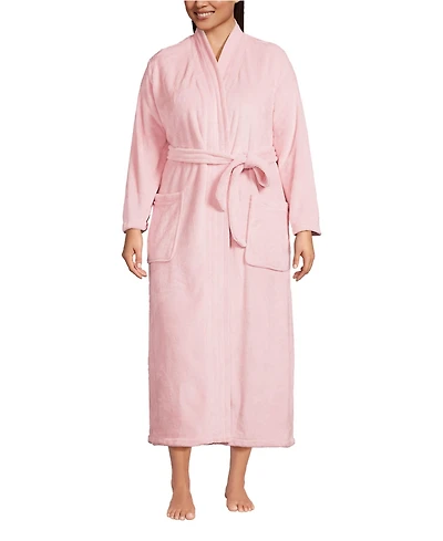 Lands' End Plus Cozy Plush Long Wrap Robe