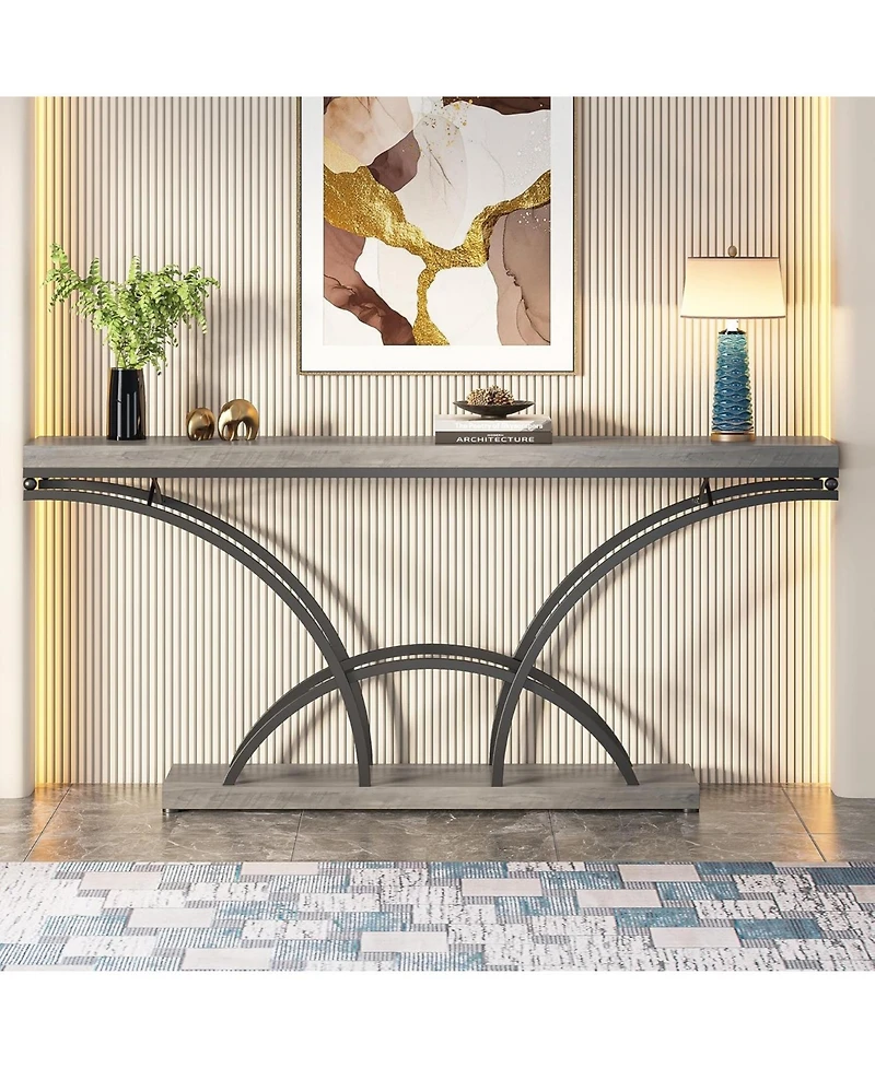 Tribesigns 70.9-Inch Narrow Sofa Table, Extra Long Console Tables for Entryway, Tv Console Behind Couch Table with Stylish Metal Frame for Living Room