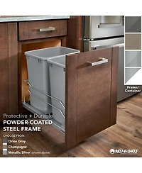 Rev-a-Shelf Double Pull Out Trash Can 35 Qt with Soft-Close, 53WC-1835SCDM-217