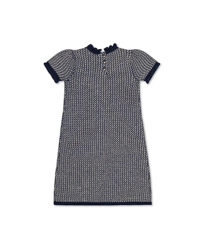 Hope & Henry Toddler Girls Short Sleeve Ruffle Edge Sweater Dress