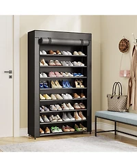 Tribesigns Shoe Rack,9 Tier Storage Organizer Tall Shelf with Nonwoven Fabric Cover for 40-50 Pairs of Shoes (Black)