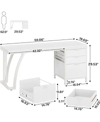 Tribesigns 59 Inch Computer Desk with 3 Drawers, Industrial Pc Desk Study Writing Table Workstation with File Storage, Home Office Desks with Large De