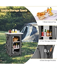 Folding Camping Storage Cabinet with 3 Shelves and Carry Bag