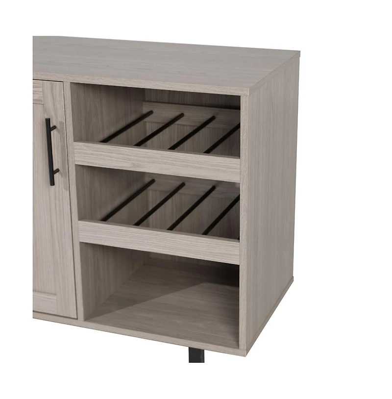 Aloise Bar And Sideboard With Storage Cabinet, Hanging Stemware Holders And Bottle Storage