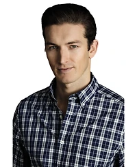 Charles Tyrwhitt Men's Slim Fit Button-Down Collar Non-Iron Stretch Check Oxford Shirt