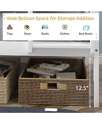 Twin Sturdy Wooden Bunk Beds with Ladder and Safety Rail