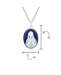Bling Jewelry Blue Cz Miraculous Our Lady Of Guadalupe Oval Virgin Mary Cameo Pendant Necklace Sterling Silver