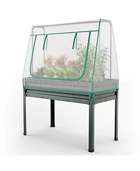 Skonyon 3-in-1 Raised Garden Bed with Greenhouse Cover and Trellis
