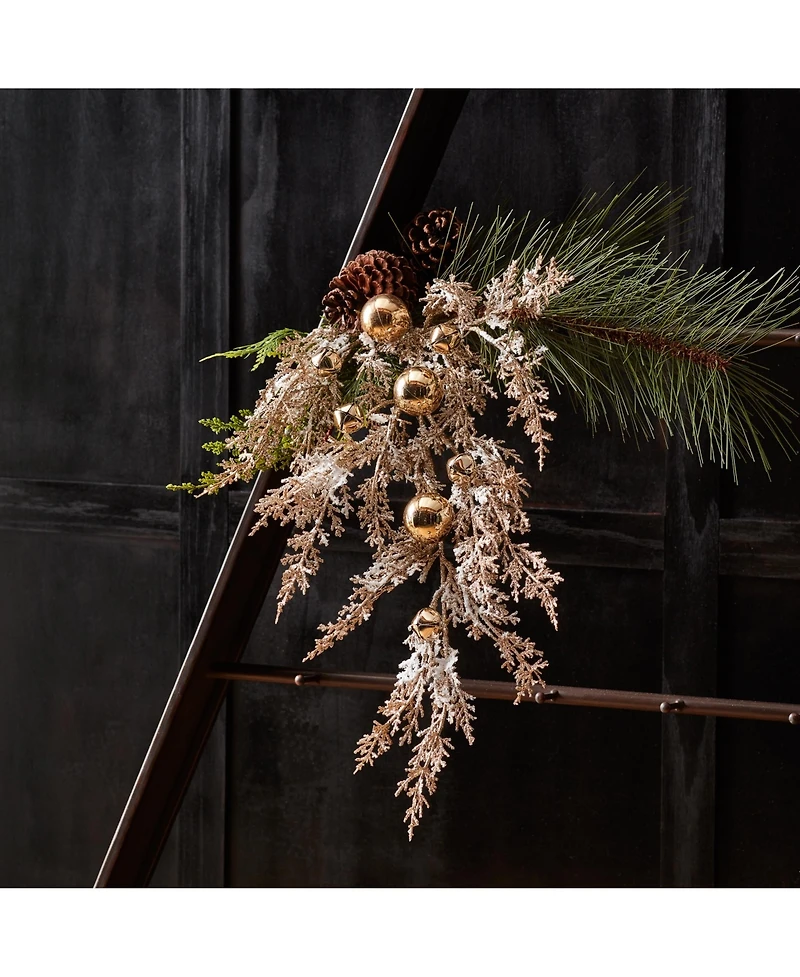 Slickblue Set of 2 Sleigh Bell and Pine Sprays – Ideal for Holiday and Seasonal Decor