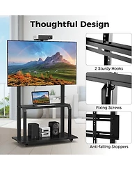 Sugift Mobile Tv Stand with Camera Shelf and Av Shelves for 32-80 Inch Flat/Curved TVs