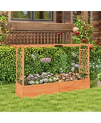 Givimo Raised Garden Bed with Side Trellis Hanging Roof and Planter Box