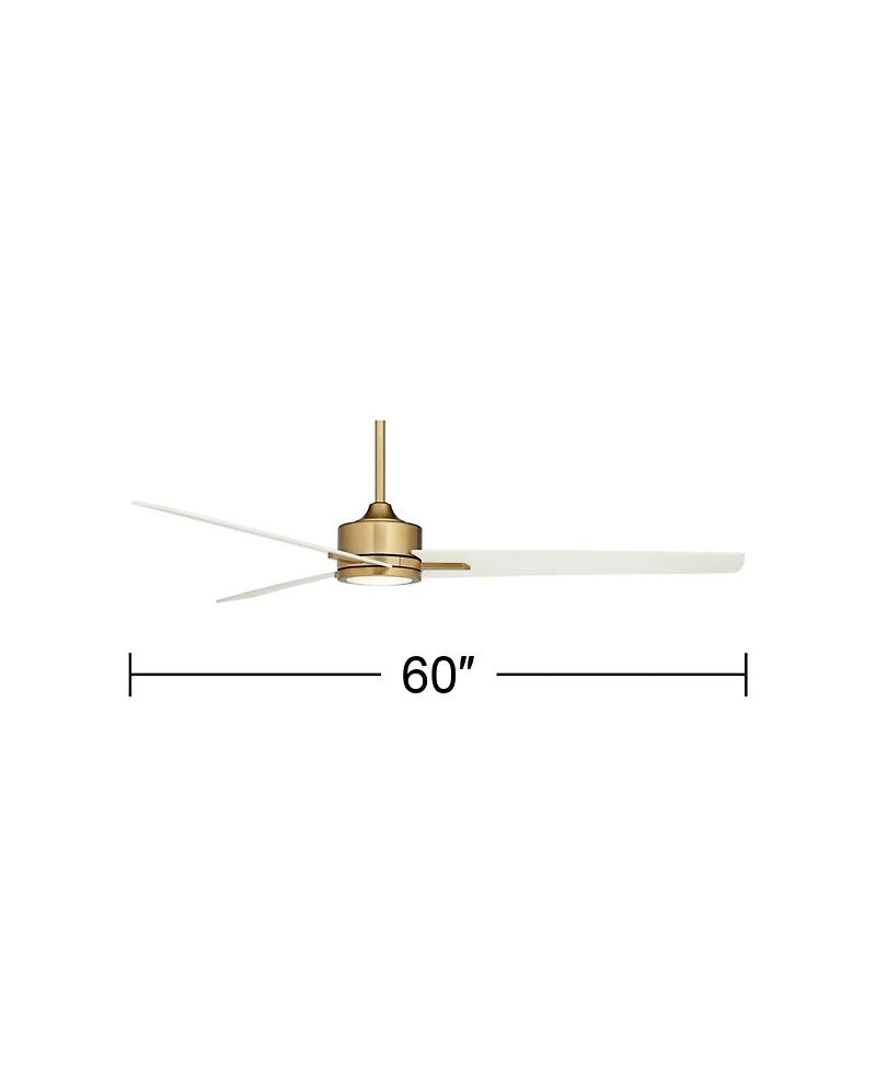 Casa Vieja 60" Monte Largo Modern Indoor Ceiling Fan 3 Blade Led Light Remote Control Soft Brass Finish Bedroom Living Room