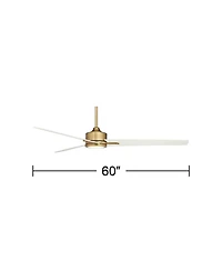 Casa Vieja 60" Monte Largo Modern Indoor Ceiling Fan 3 Blade Led Light Remote Control Soft Brass Finish Bedroom Living Room