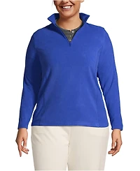 Lands' End Plus Thermacheck 100 Fleece Quarter Zip Pullover Top