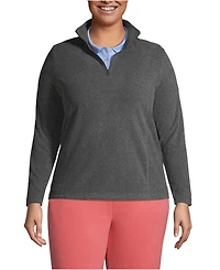 Lands' End Plus Thermacheck 100 Fleece Quarter Zip Pullover Top