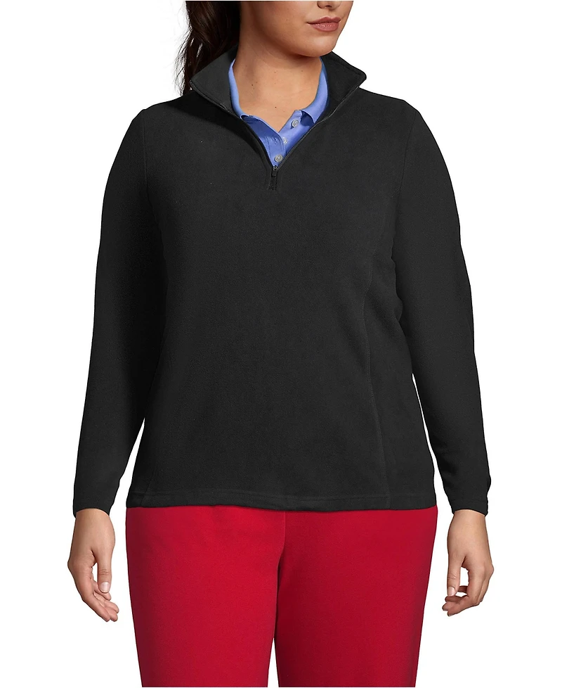 Lands' End Plus Thermacheck 100 Fleece Quarter Zip Pullover Top