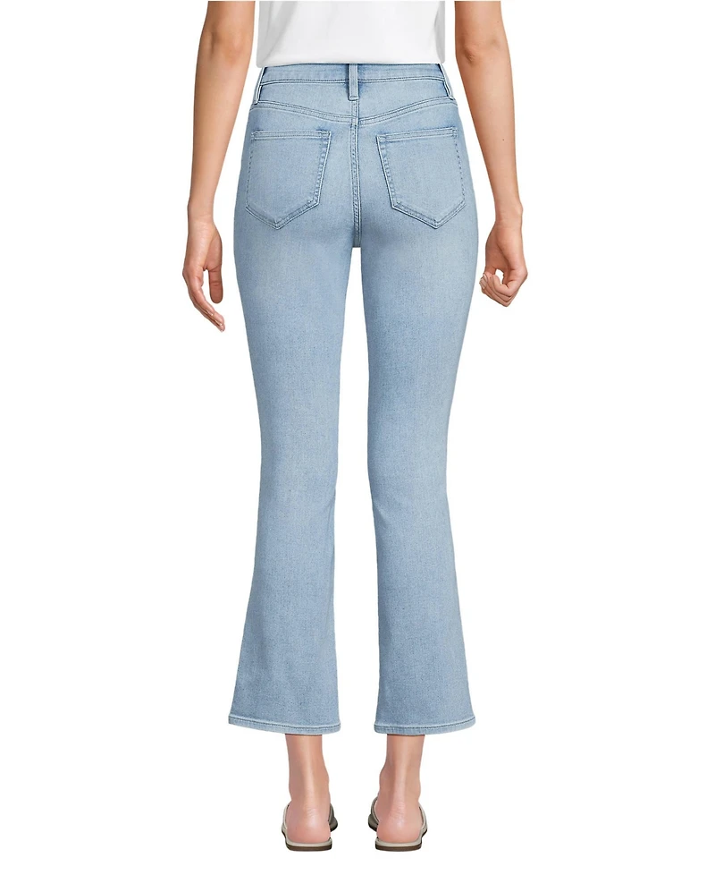 Lands' End Women's Recover High Rise Button Front Kick Flare Crop Jeans
