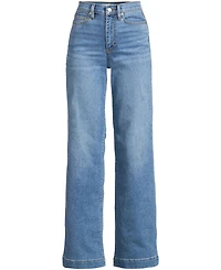 Lands' End Women's Tall Recover High Rise Wide Leg Blue Jeans