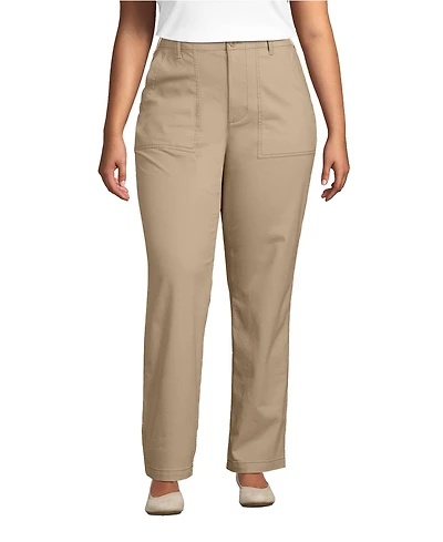 Lands' End Plus High Rise Chino Utility Straight Leg Pants