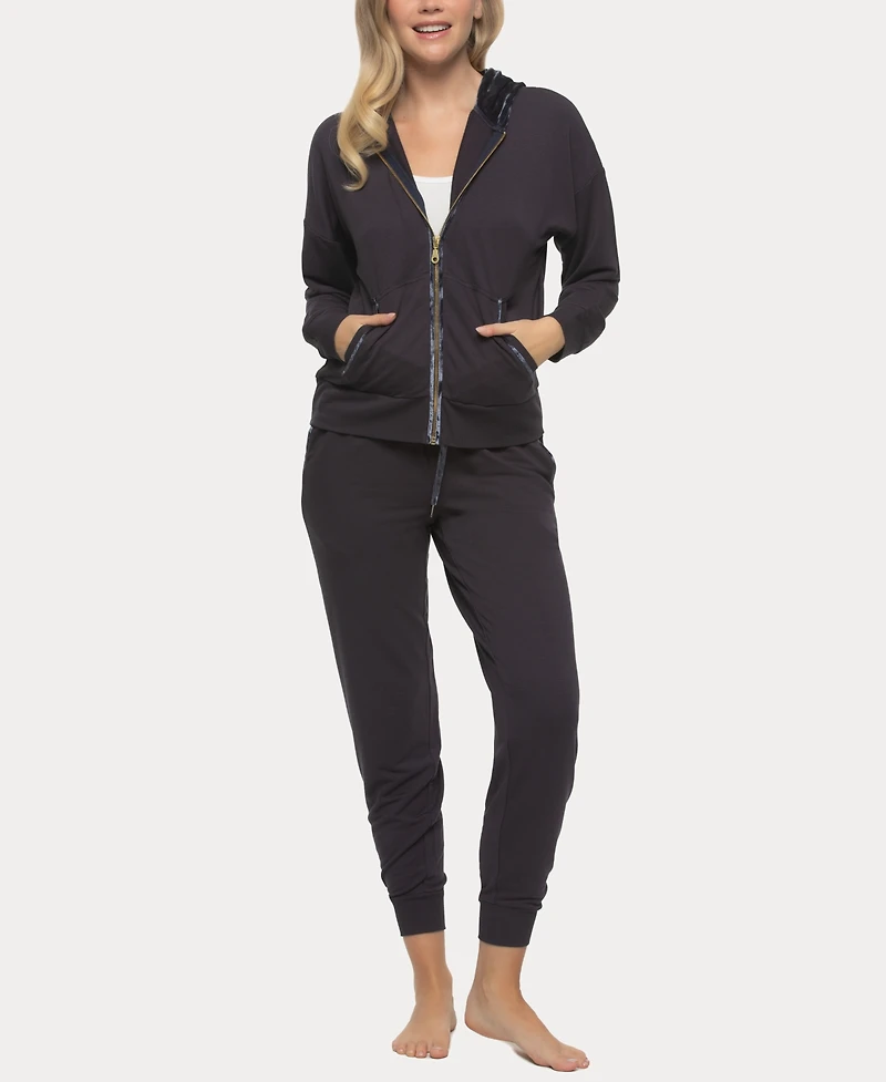 Felina Women's Aria Zip Up Hoodie and Jogger Lounge Set