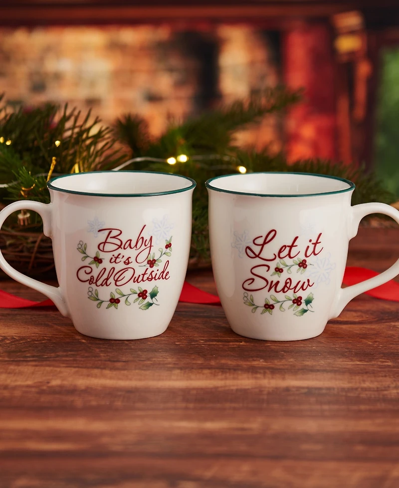 Winterberry Cold & Snow Mugs, Set of 2