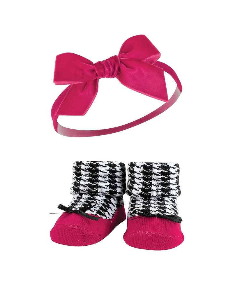 Hudson Baby Girls Coordinated Comfy Headband and Socks Giftset