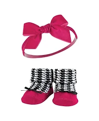 Hudson Baby Girls Coordinated Comfy Headband and Socks Giftset